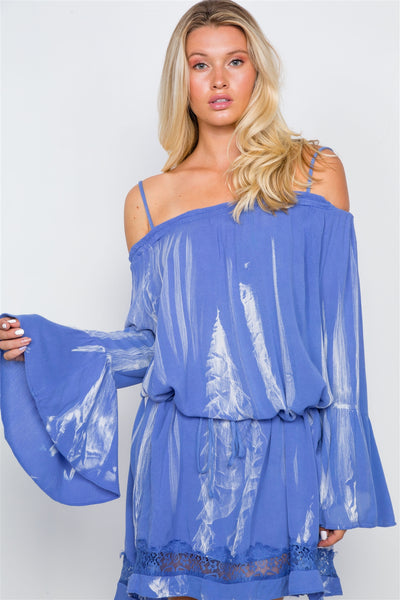 Bell Sleeves Tie Dye Boho Mini Dress
