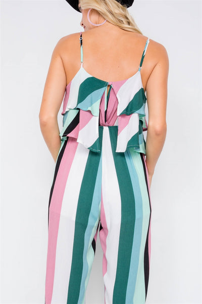 Layered Flounce Cami Strap Flare Leg Jumpsuit