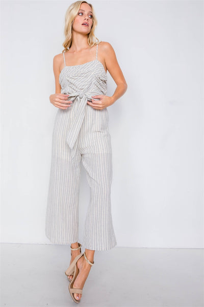 Spaghetti Strap Striped Jumpsuit