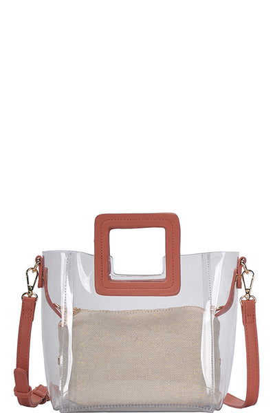 2in1 Transparent Satchel With Long Strap