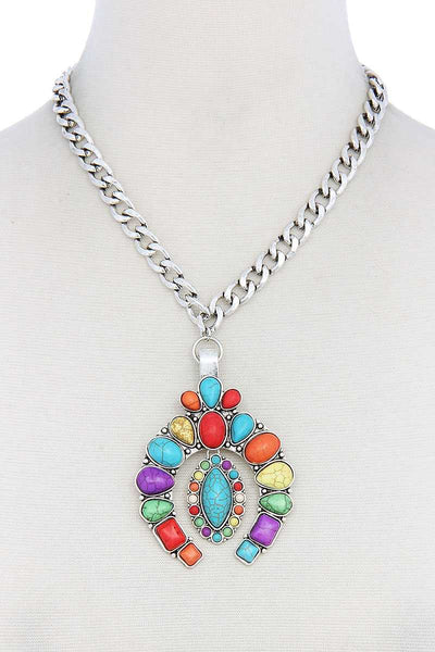 Multi Stone Pendant Necklace