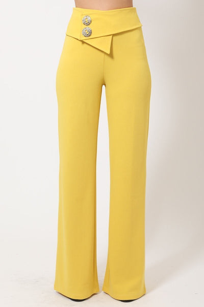 Oversized Button Front Detail Pants