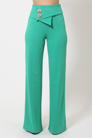 Oversized Button Front Detail Pants