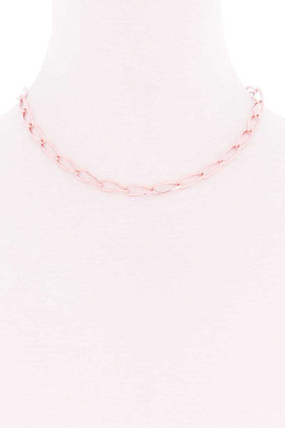 Oval Chain Single Metal Necklace