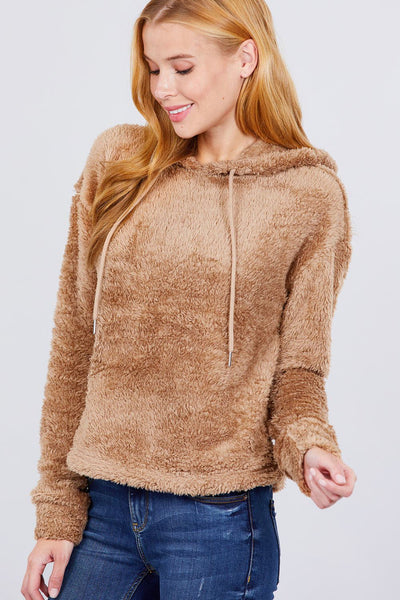 Faux Fur Fluffy Hoodie Top