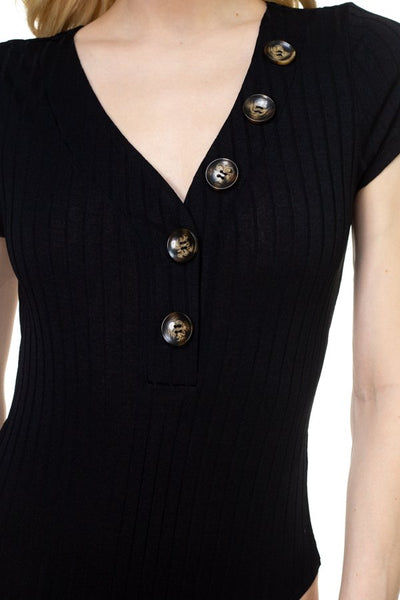 Button V-neck Bodysuit