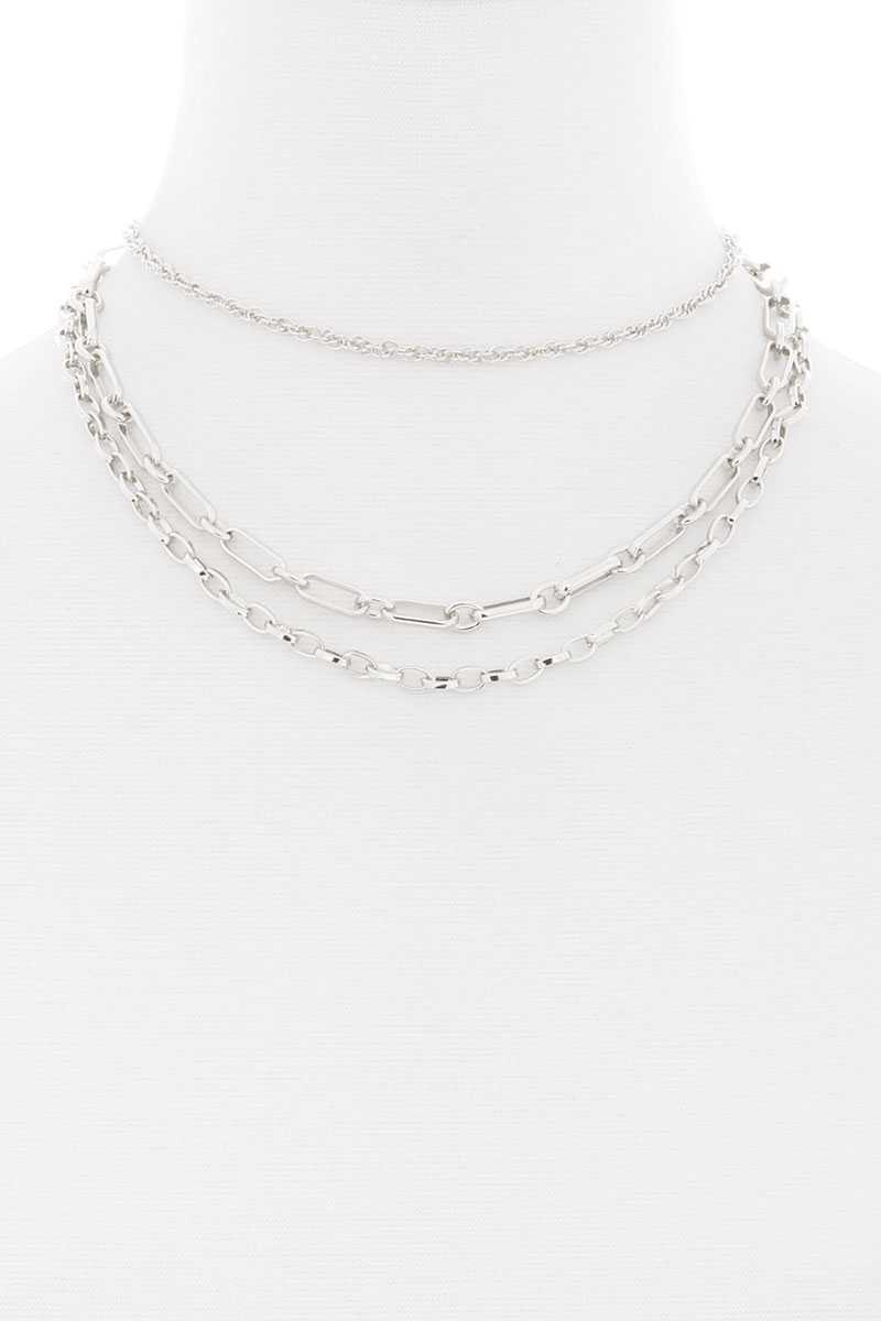 3 Layered Metal Chain Necklace