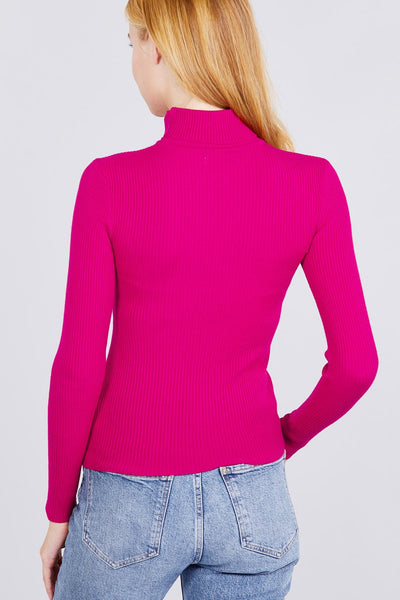 Turtle Neck Viscose Rib Sweater