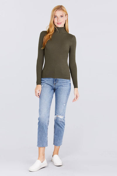 Turtle Neck Viscose Rib Sweater