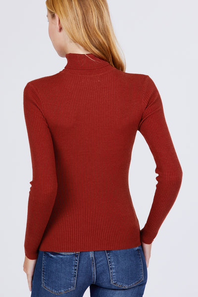 Turtle Neck Viscose Rib Sweater