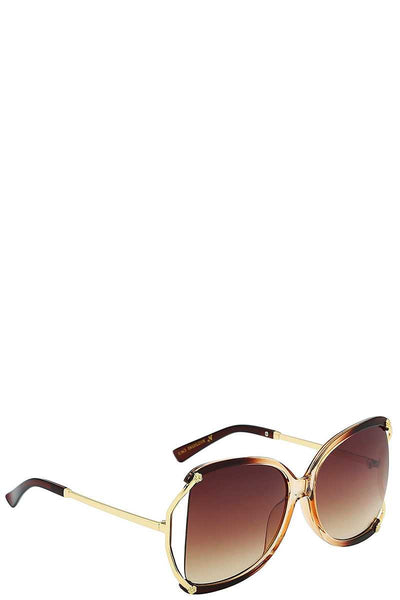 Stylish Polymer C Frame Metallic Temple Womens Sunglasses