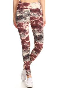 Yoga Style Banded Lined Tie Dye Print, Full Length Leggings In A Slim Fitting