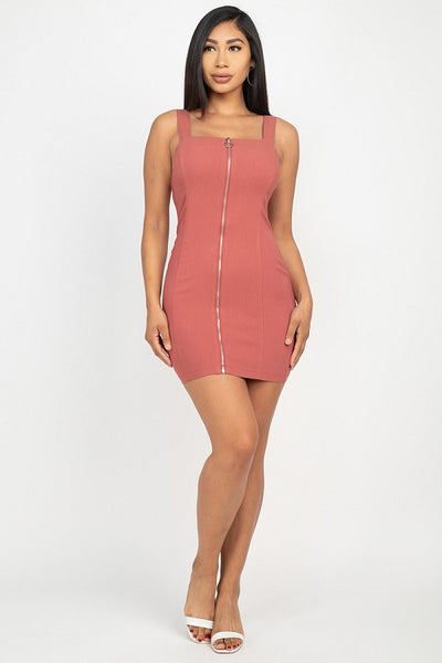 Front Zip Mini Dress