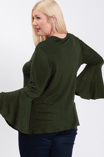 Long Bell Sleeve Ruffle Keyhole