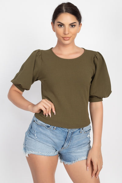 Techno Crepe Balloon Sleeve Top