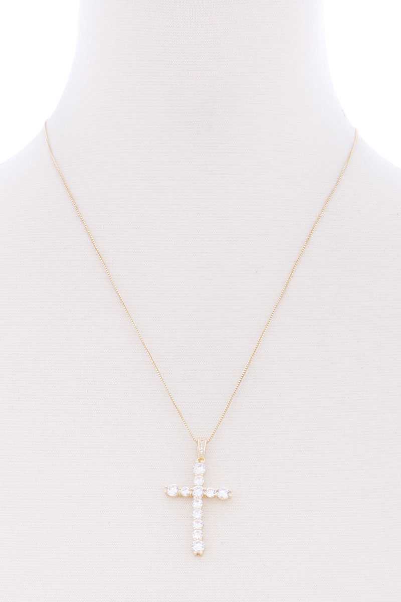 Stone Cross Pendant Necklace