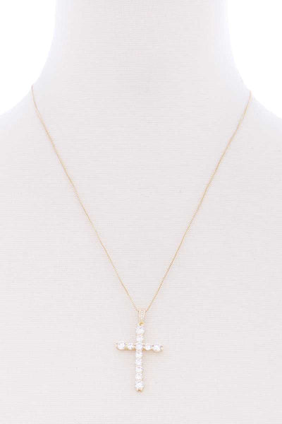 Stone Cross Pendant Necklace