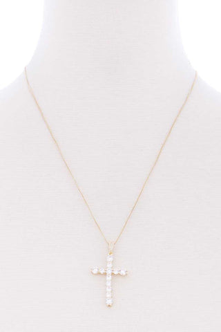 Stone Cross Pendant Necklace