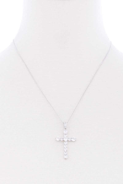 Stone Cross Pendant Necklace