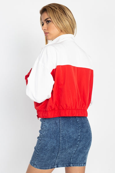 Long Sleeve Color Blocking Wind Breaker