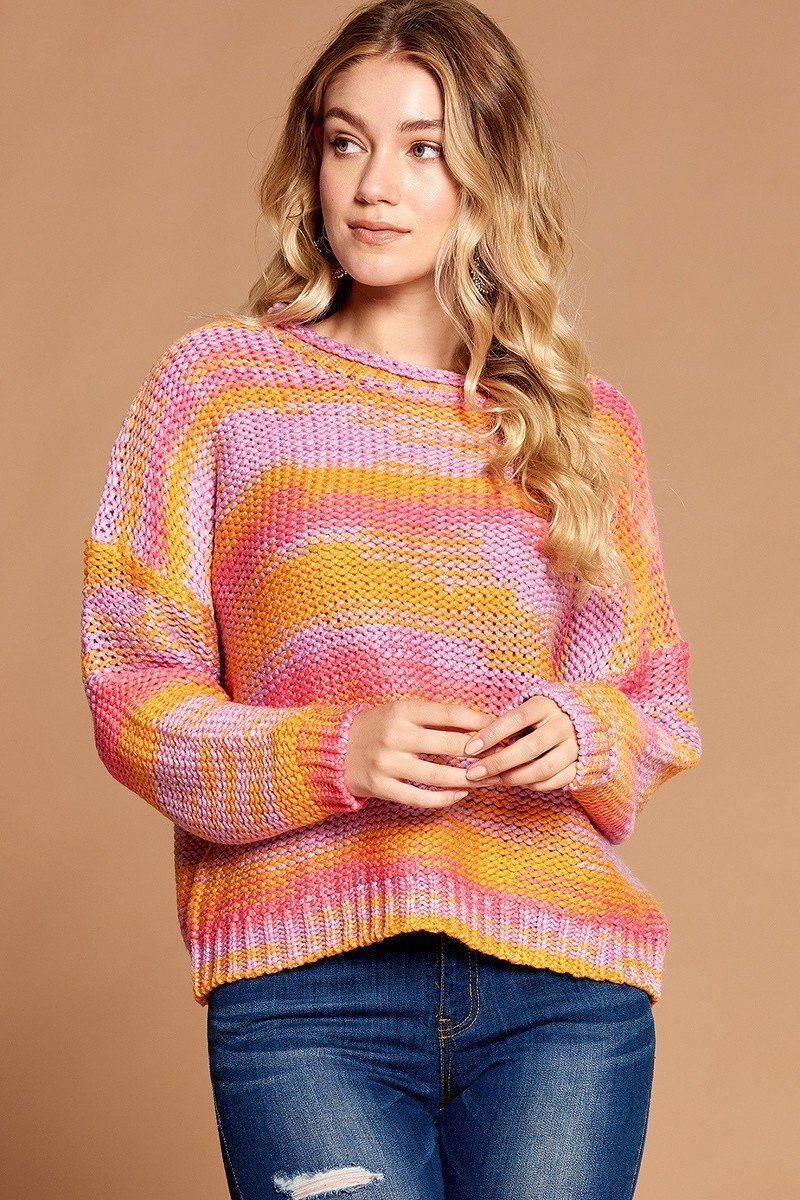 Multi-color Thread Striped Knit Sweater