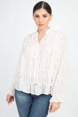 Semi Sheer Ruffle Blouse